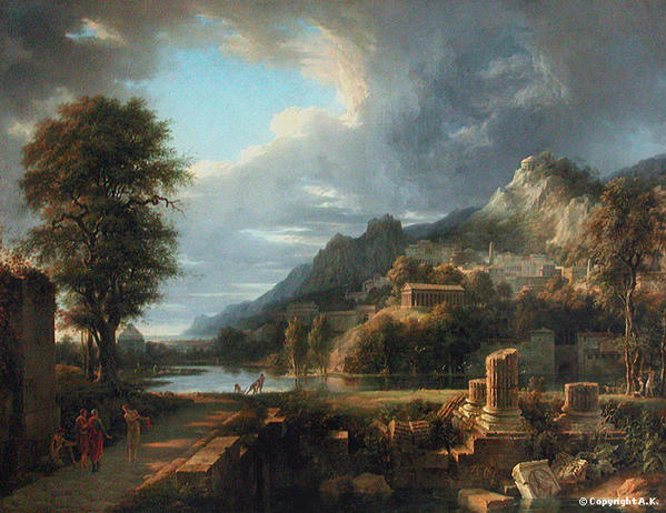 Oil Painting Replica PAYSAGE, OFFRANDE AU DIEU PAN by Jean Victor Bertin  (1767-1842, France)